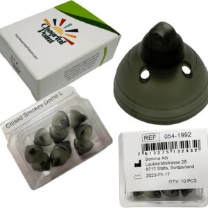 Phonak Closed Smokey Hearing Aid Domes 4.0 – Compatible with Marvel, Paradise, Lumity RIC Devices – Original Phonak Replacement Tips - Large