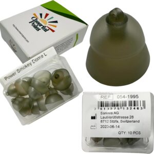 Phonak Power Smokey Hearing Aid Domes 4.0 – Compatible with Marvel, Paradise, Lumity RIC Devices – Dual Flange – Original Replacement Tips - Large